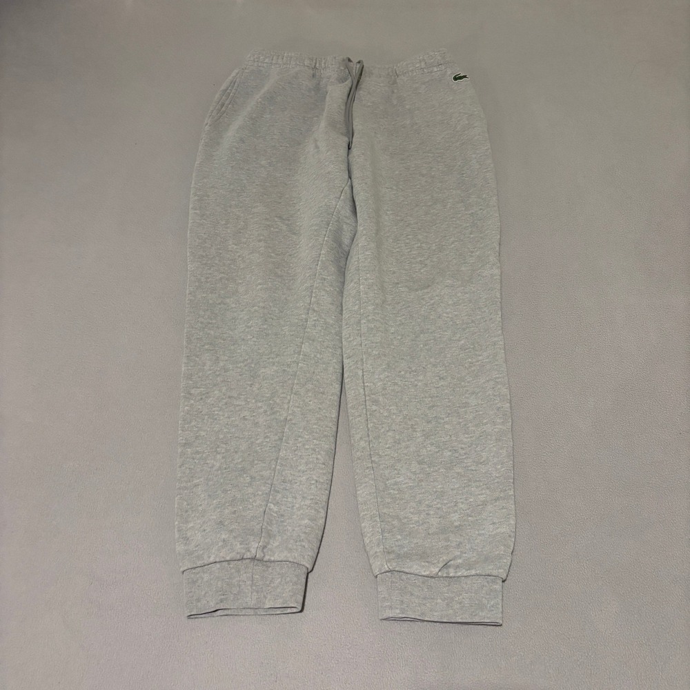 Lacoste Mens Fleece Jogger Sweatpants Heather Gray Logo Medium Athleisure